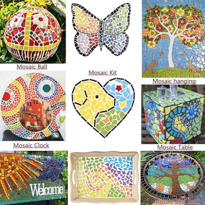 Green Glass Mosaic Tiles for Crafts Bulk (7.05 Ounce)