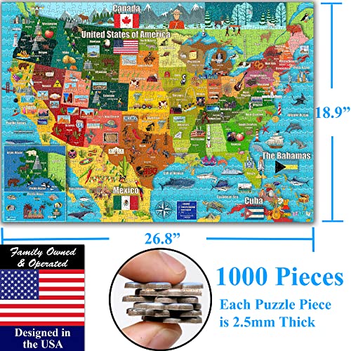 Colorful United States Map 1000 Pieces Jigsaw Puzzle for 13+