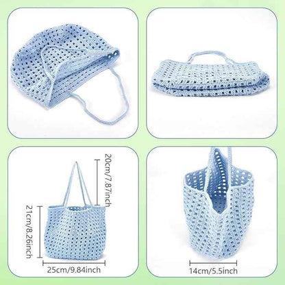 FREEBLOSS Cotton Cord Crochet Kit for Beginners Crochet Bag Making Kit DIY Crochet Shopping Bag Kit Crochet Set for Adults with Instructions Crochet Bag for Shopping Daily Use