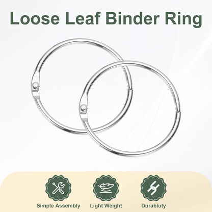 PATIKIL 1.8" x 2" Loose Leaf Binder Rings, 30 Pcs Metal Book Rings Nickel Keychain Ring for Paper Index Cards Flash Card Notebook Rings Office Home Book Binder, Silver Tone
