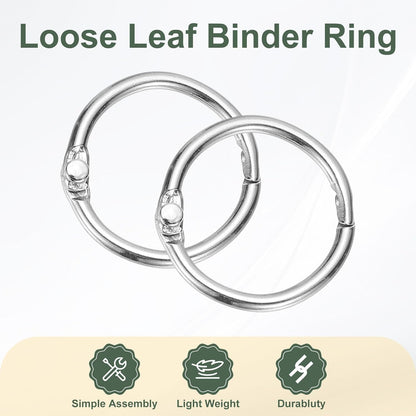 PATIKIL 0.8" x 1" Loose Leaf Binder Rings, 30 Pcs Metal Book Rings Nickel Keychain Ring for Paper Index Cards Flash Card Notebook Rings Office Home Book Binder, Silver Tone