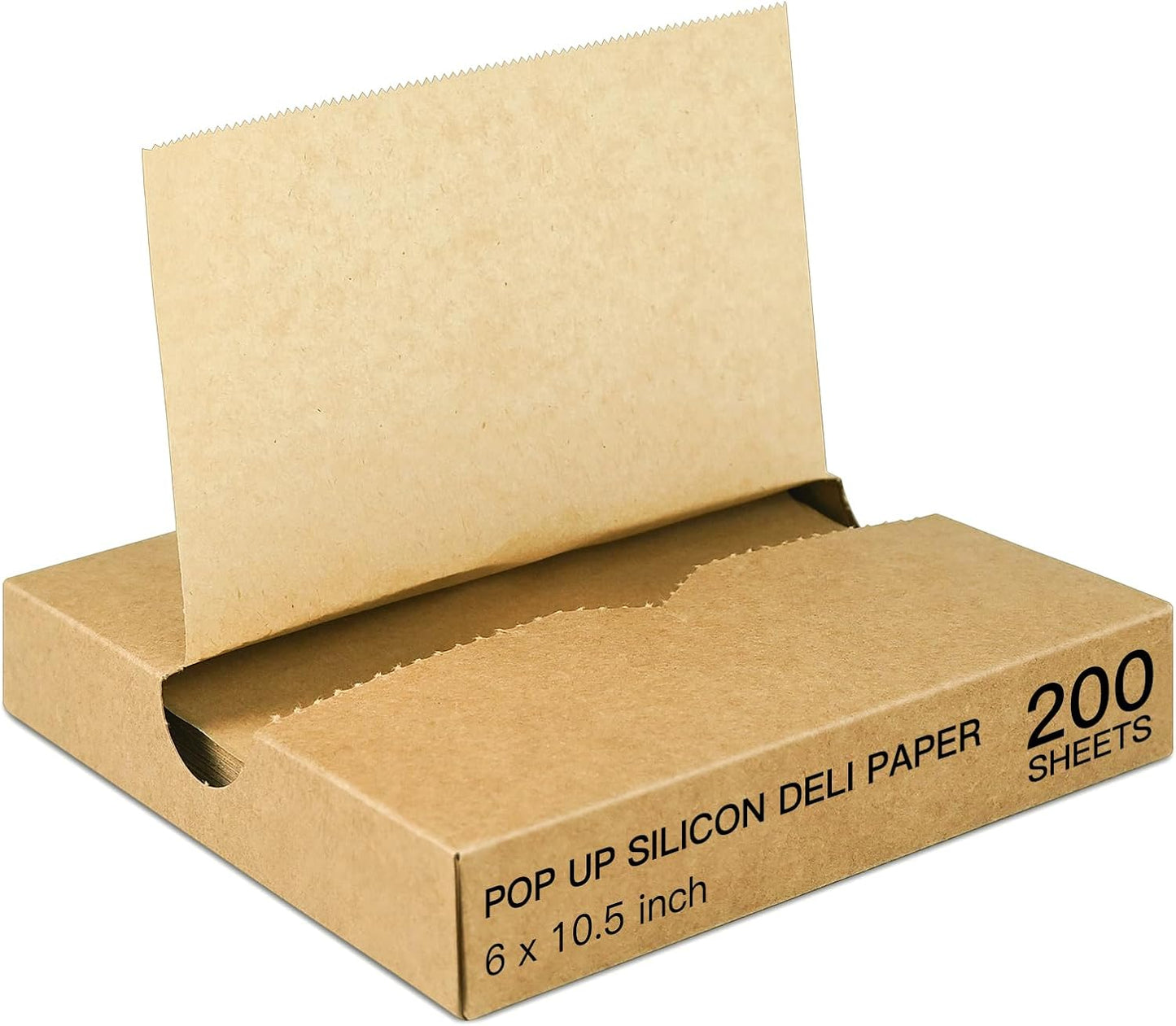 Precut POP UP Deli Paper Sheet Pack of 200, Interfolded Heavy Paper for Food Wrap and Serving (6" x 10-1/2", Kraft）