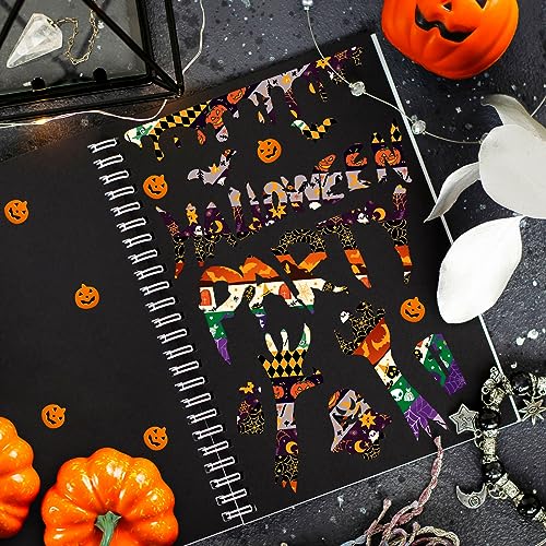 16 Rolls Halloween Washi Tape Holiday Masking Tape Stickers Glod Foil Decorative Tape for Scrapbook Journal DIY Craft Gift Wrapping（Halloween (157 Foot)