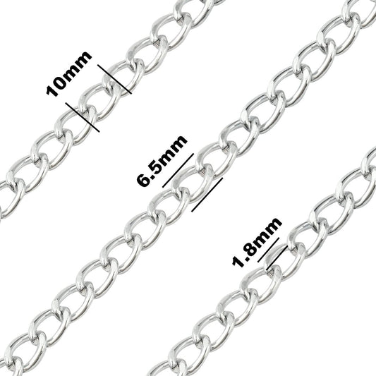 Jishi 16ft Aluminium Curb Chain Roll, Thick Twisted Chain Links, Silver Plated Metal Craft Chain Curb Link Chain Spool for Jewelry Making Necklace Bracelet DIY Crafts, Jewelry Making Findings Supplies