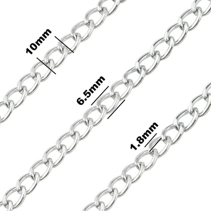 Jishi 16ft Aluminium Curb Chain Roll, Thick Twisted Chain Links, Silver Plated Metal Craft Chain Curb Link Chain Spool for Jewelry Making Necklace Bracelet DIY Crafts, Jewelry Making Findings Supplies