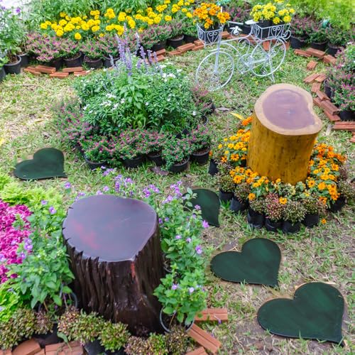 3 Pcs Heart Garden Stepping Stones Brown Cast Iron Stepping Stones Rustic Style Outdoor Stones for Garden Walkway Outside Decorative Decor (3 Count)