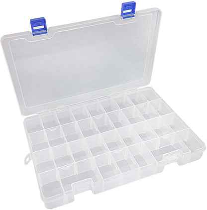Qualsen Plastic Organizer Storage Box with Adjustable Dividers, Fishing Tackle Box and Bead Organizer Box for Jewelry, Beads, Earrings, Tools, Fishing Hooks, and Small Accessories（34 Grid x 4）
