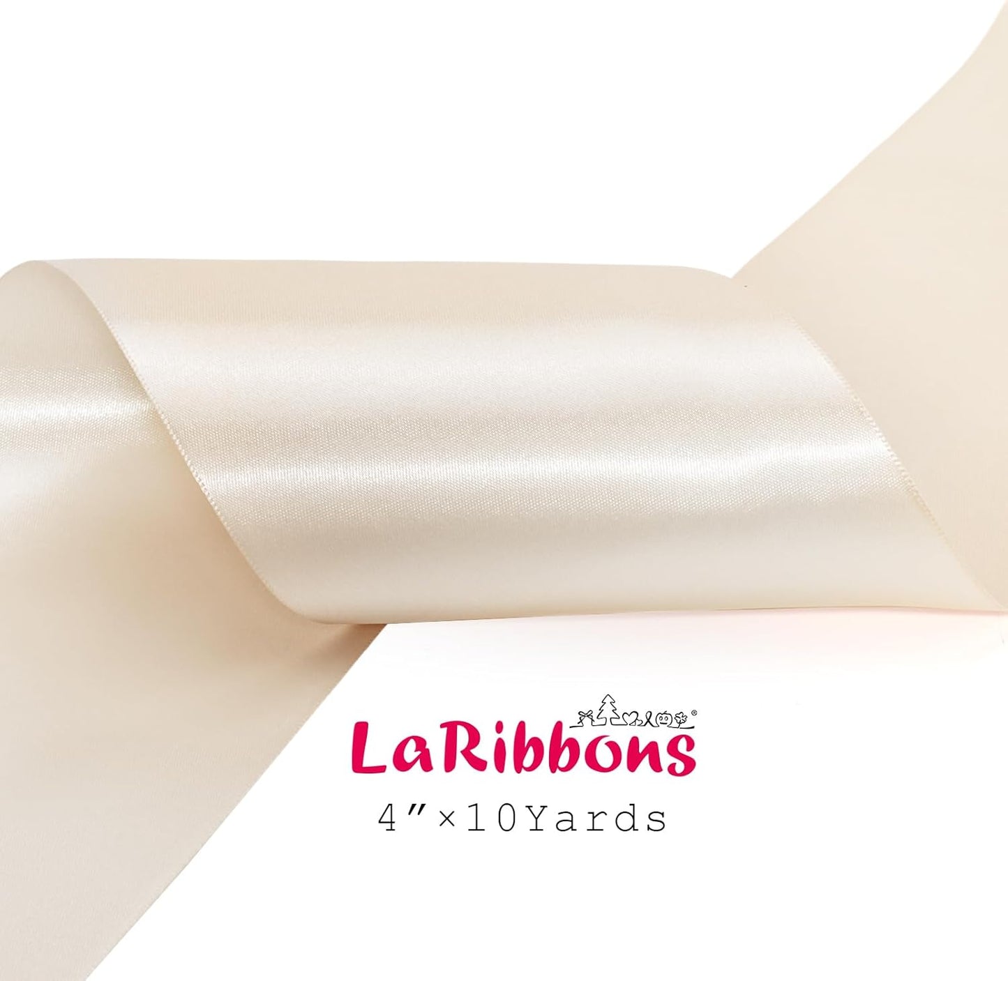 LaRibbons Nude Satin Ribbon 4 Inch 10 Yards Double Faced Luxury Nude Silk Ribbon for Gift Wrapping Flower Bouquets Bow Christmas Wedding Party Decoration - Crafty Corner