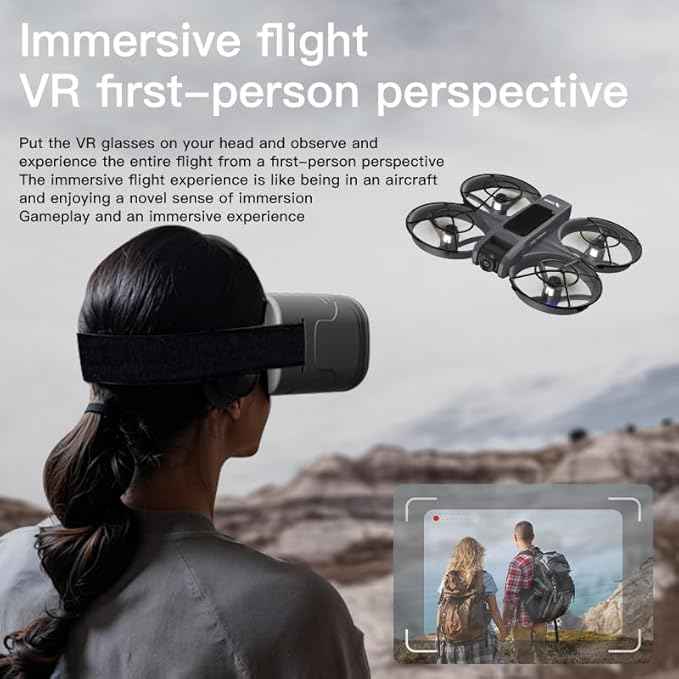 FPV Drone with VR Glasses,Optical Flow Alt Hold Drones with Camera for Adults 4k,Brushless Motor,Dual Camera Switch, Speed Adjust, 3D Flip - 13 Min Flight for Beginners Player-to-Pilot,2 Batteries