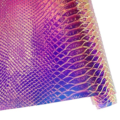 Iridescent Transparent Embossed Vinyl Holographic Blue Clear PVC Vinyl Craft Film 16"×54" for Sewing DIY Projects