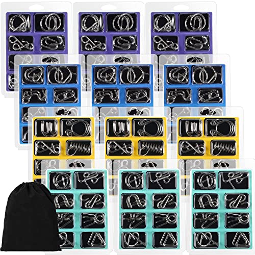 96 Pcs Metal Wire Puzzle with Pouch (96 Count)