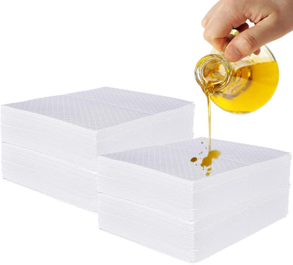 PONO 200 Pcs Oil Absorbent Pads, White Heavy Weight Oil-Only Absorbent Pad,Used for Oil Spill Cleaning in Garage Workshop, Reusable, Washable, Durable(15x20 in)