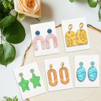 6 PCS Large Polymer Clay Texture Sheets 5.5 x 5.5 Inch Boho Clay Mat Works with Polymer Clay Cutter Pottery Earrings Jewelry DIY Making