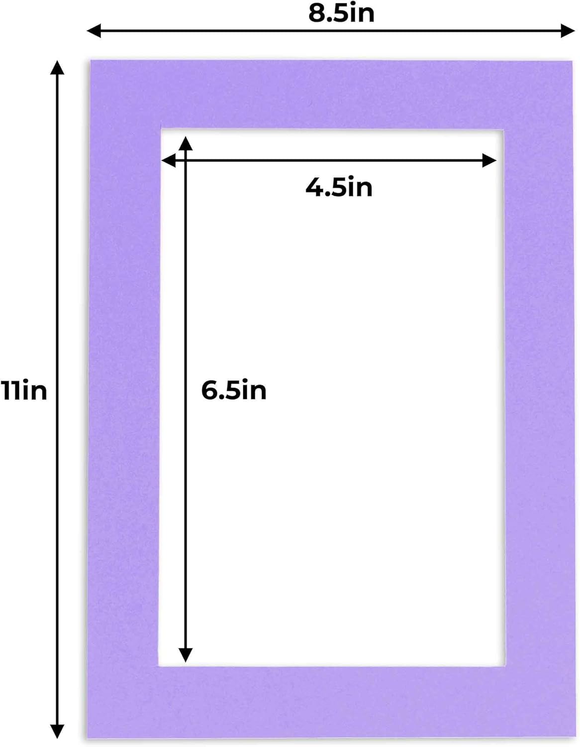 5x7 Mat for 8.5x11 Frame - Precut Mat Board Acid-Free Light Purple 5x7 Photo Matte For a 8.5x11 Picture Frame, Premium Matboard for Family Photos, Show Kits, Art, Picture Framing, Pack of 25 Mats