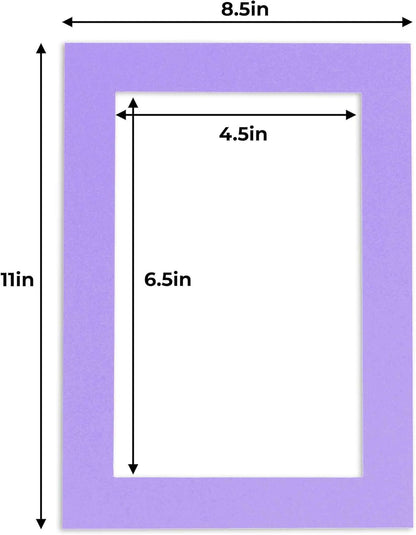 5x7 Mat for 8.5x11 Frame - Precut Mat Board Acid-Free Show Kit with Backing Board, and Clear Bags Light Purple 5x7 Photo Matte Made to Fit a 8.5x11 Picture Frame Matboard for Framing, Pack of 100 Mats