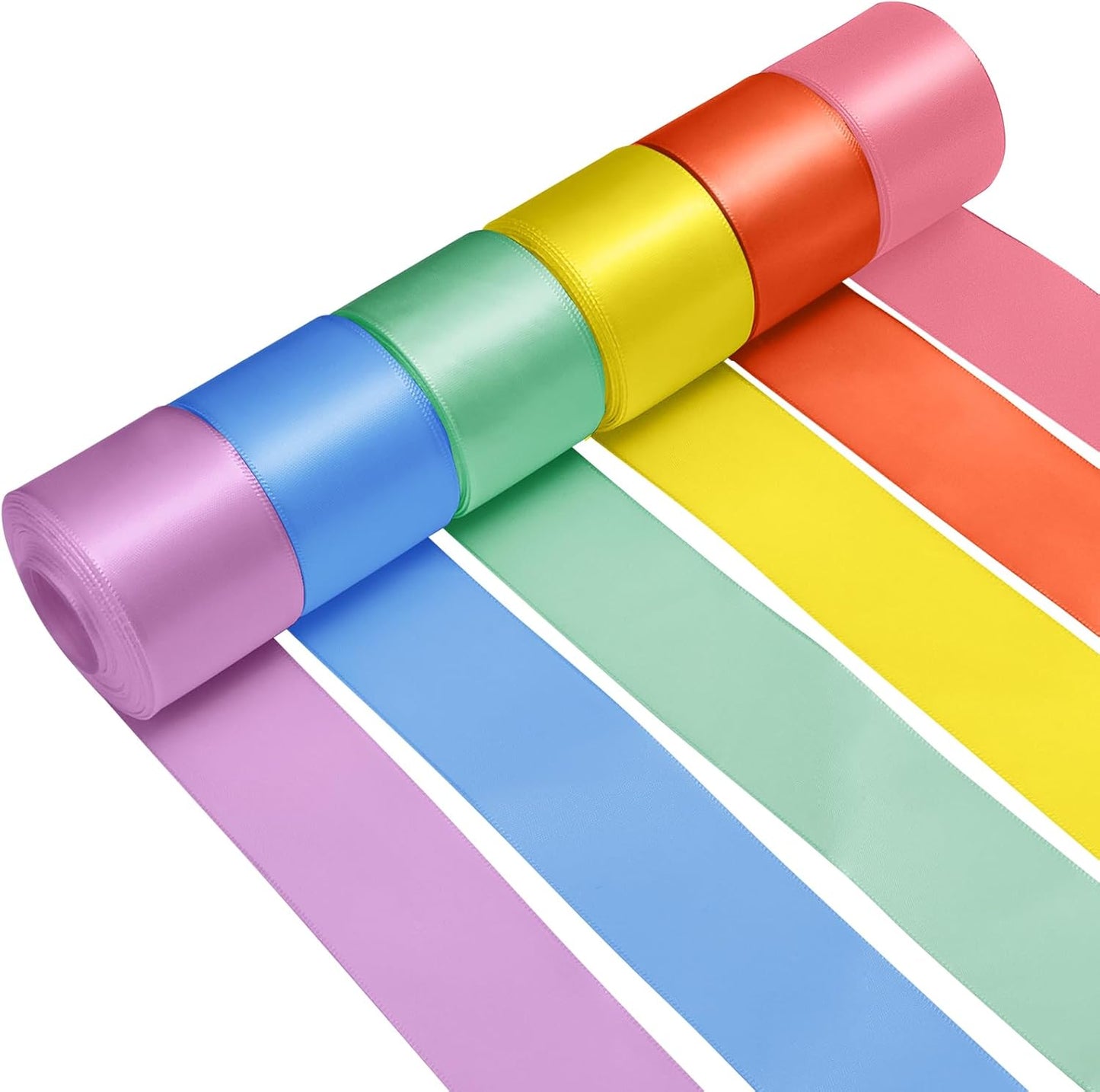 1-1/2 Inch Rainbow Satin Ribbons for Crafts, 6 Rolls Single-Faced Rainbow Assorted Ribbons for Gift Wrapping Flower Bouquet Wedding Invitations Bridal Shower Hair Bow Garland Party Decor - Crafty Corner