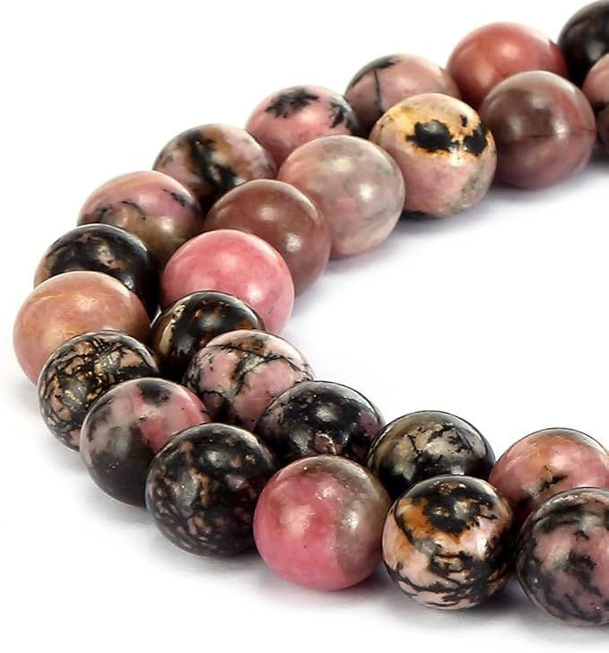 120pcs Adabele Natural Rhodonite Healing Gemstone 6mm (0.24 inch) Round Loose Beads Gem Stone Spacer for Craft Jewelry Making GF24-6