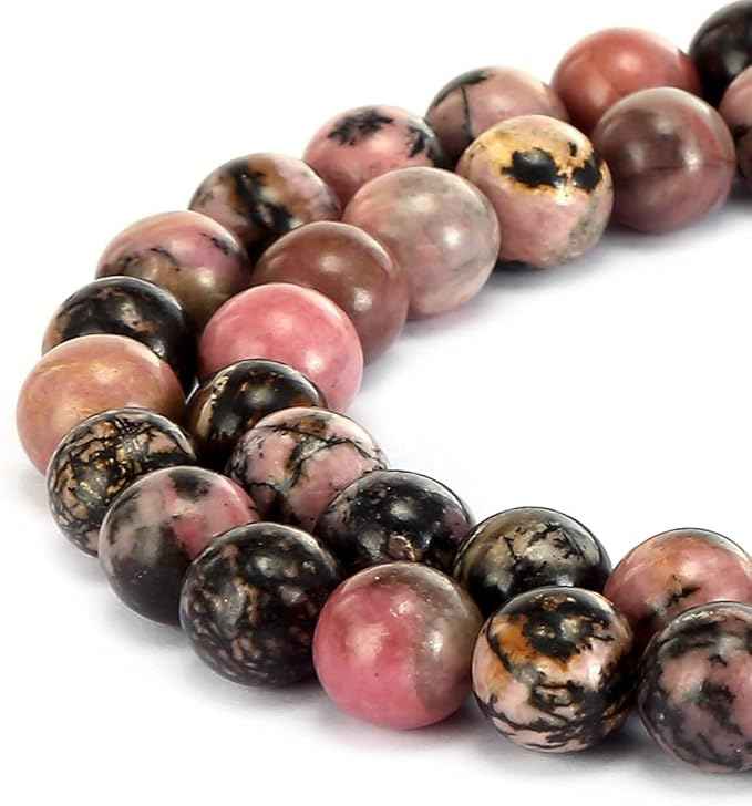 180pcs Adabele Natural Rhodonite Healing Gemstone 4mm (0.16 inch) Small Round Beads Gem Stone Spacer for Craft Jewelry Making GF24-4