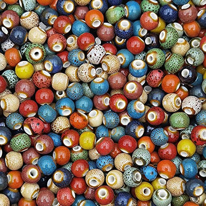 180 Pieces Porcelain Beads Chinese Round Ceramic Beads 8mm (180 Count)