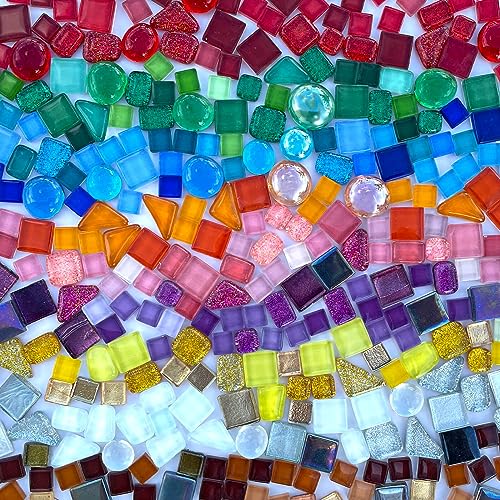 1.1LB Assorted Colors Irregular Crystal Glass Mosaic Tiles (17.6 Ounce)