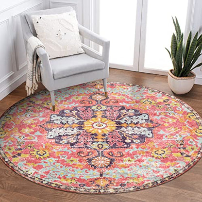 Bohemian Floral Medallion Round Rug