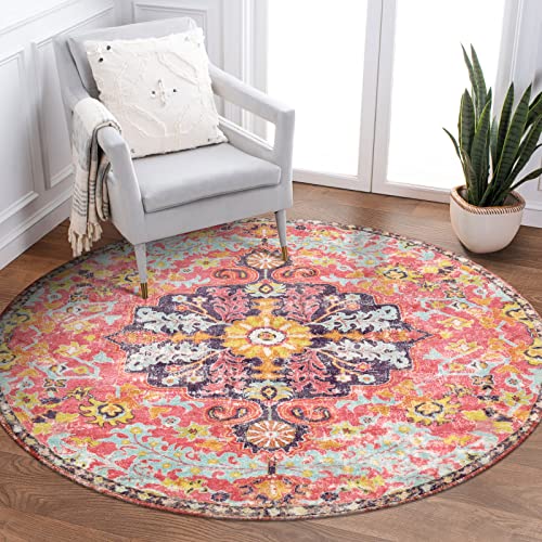Bohemian Floral Medallion Round Rug