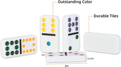 NOLIE Mexican Train Dominoes Game, Double 12 Dot Dominoes Set with Aluminum Case
