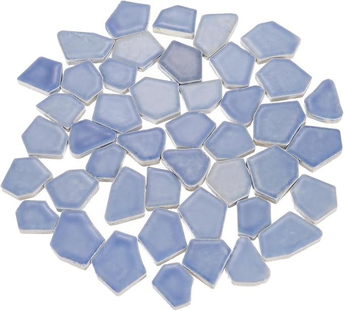 uxcell 500g/1.1LB Irregular Ceramics Mosaic Tiles, 2.3-4.2 cm Bulk Stained Ceramic Mosaic Pieces Stones Mosaic Kits for DIY Art Craft Projects Home Decor, Blue