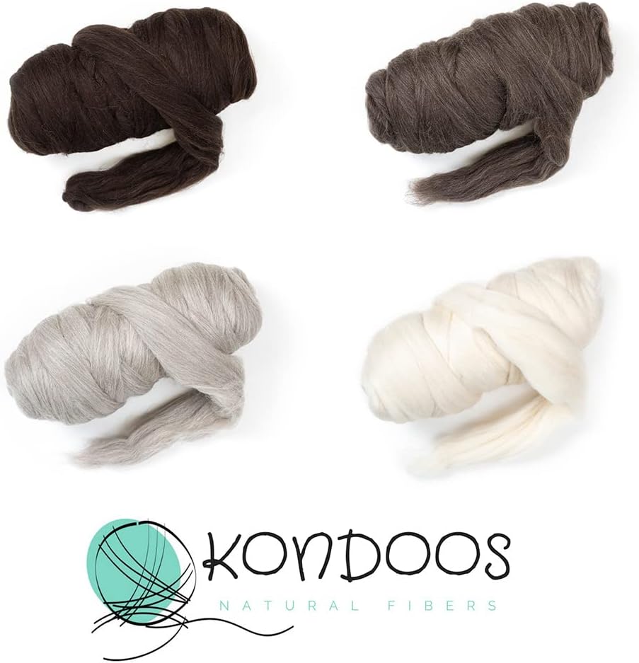Natural Wool Bulk roving, 4 lb. Best Wool for Spinning, arm Knitting, Felting, Chunky Blankets and Tapestry. Natural Colors, un-Dyed. (Dark Chocolate, 4 lb)