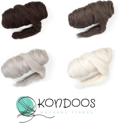 Natural Wool Bulk roving, 8 lb. Best Wool for Spinning, arm Knitting, Felting, Chunky Blankets and Tapestry. Natural Colors, un-Dyed. (Ecru, 8 lb)