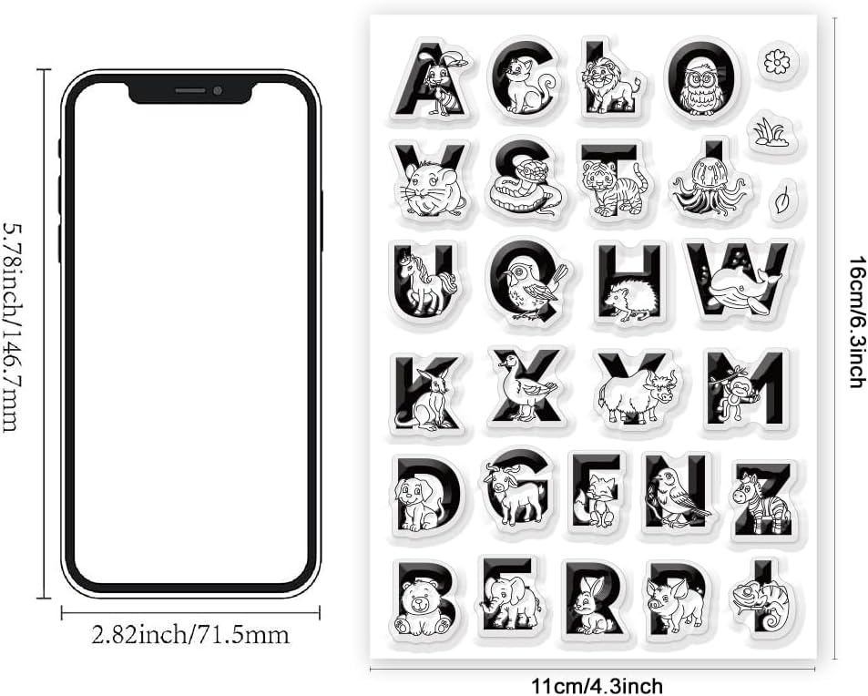 Cute Animals 26 Alphabet Clear Stamps for Card Making Decoration Cute Dog Alphabet Clear Stamps for Scrapbooking Lovely Animals Clear Stamps Educational Gifts for Playroom Classroom - Crafty Corner