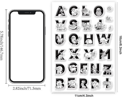 Cute Animals 26 Alphabet Clear Stamps for Card Making Decoration Cute Dog Alphabet Clear Stamps for Scrapbooking Lovely Animals Clear Stamps Educational Gifts for Playroom Classroom - Crafty Corner