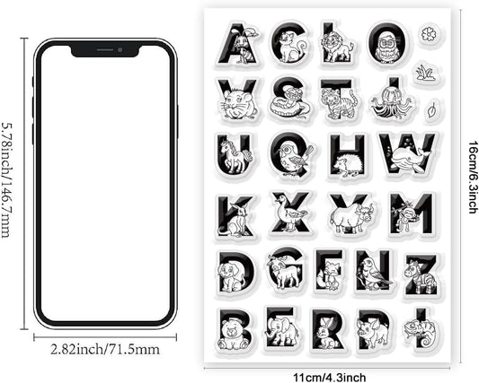 Cute Animals 26 Alphabet Clear Stamps for Card Making Decoration Cute Dog Alphabet Clear Stamps for Scrapbooking Lovely Animals Clear Stamps Educational Gifts for Playroom Classroom - Crafty Corner
