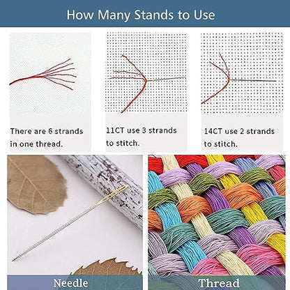4 Packs Stamped Cross Stitch Kits for Adults (4 Count)