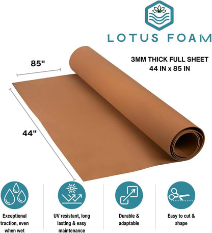 LotusFoam Large 3mm EVA Foam Sheet - 44"x 85" High Density Foam 130 kg/m3 for Cosplay, Costumes, Crafts, Flooring, Outdoor Use - 35 Colors (Teak) - Teak - Crafty Corner