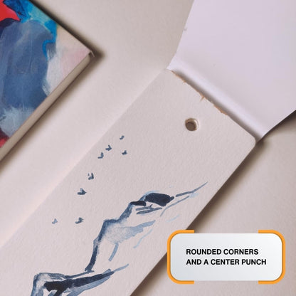 Artist Bookmark Sketchpad Combo – 300 GSM 100% Cotton & 320 GSM Cellulose Ivory Paper | Premium Mixed Media Paper for Watercolor, Gouache, Calligraphy & Ink – Bookmark Size 6x2” - Crafty Corner