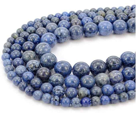 60pcs Adabele Natural Blue Dumortierite Healing Gemstone 6mm (0.24 inch) Round Loose Beads Gem Stone Spacer for Craft Jewelry Making GF28-6