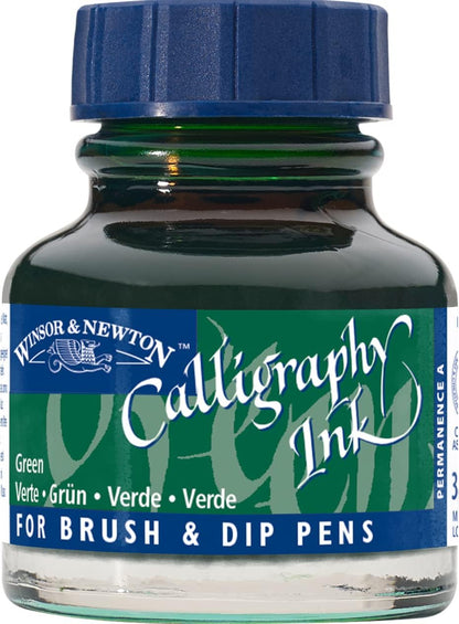 Winsor & Newton Calligraphy Ink, 30ml (1-oz) Bottle, Green - Crafty Corner