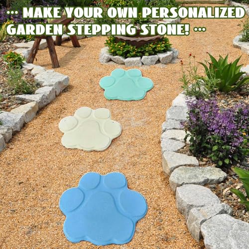 Set of 2 Large Paw Print Stepping Stones Mold (2 Count)