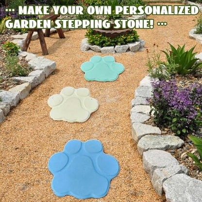 Set of 2 Large Paw Print Stepping Stones Mold (2 Count)