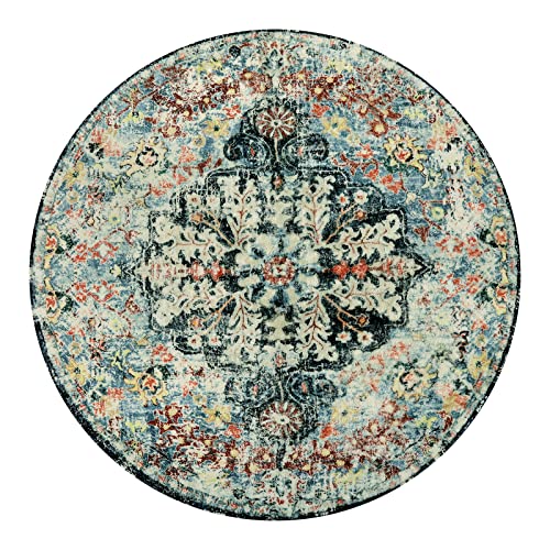 Bohemian Floral Medallion Round Rug