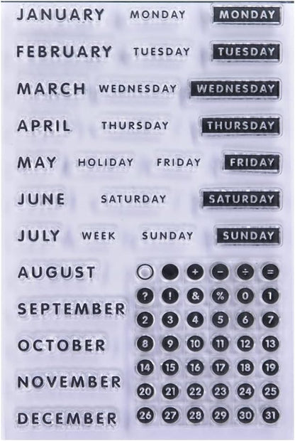 Calendar Month Week Date December Monday Holiday Sunday Clear Stamps for Card Making Decoration and DIY Scrapbooking 2111511 - Crafty Corner