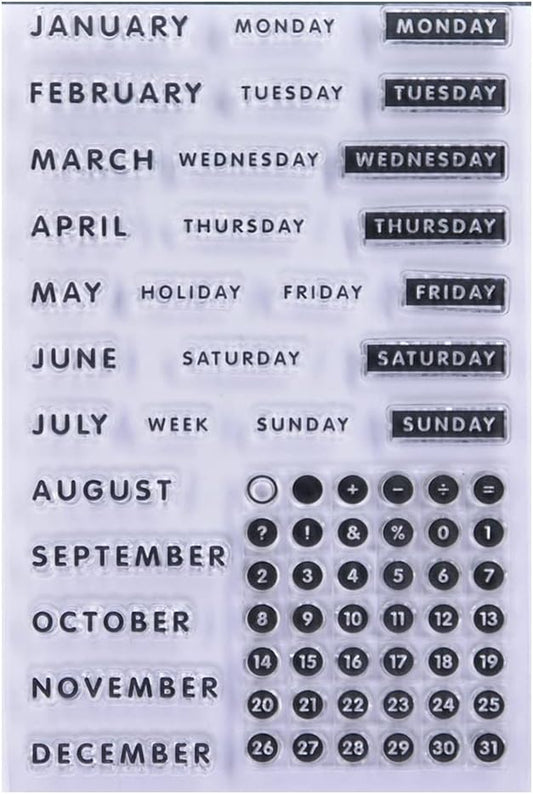 Calendar Month Week Date December Monday Holiday Sunday Clear Stamps for Card Making Decoration and DIY Scrapbooking 2111511 - Crafty Corner