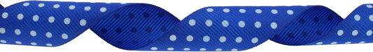 Polka Dot Grosgrain Ribbon 25 Yard Each Roll 100% Polyester (1", Royal Blue) - Crafty Corner