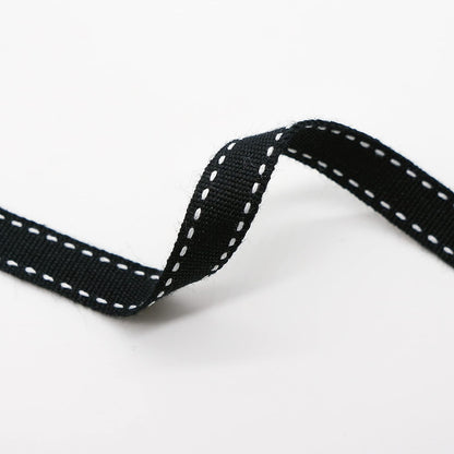 CT CRAFT LLC Black Cotton White Stitched Ribbon 3/8" x 10 Yards for Home Décor Gift Present Wrapping DIY Crafts Birthday Wedding Bouquet Christmas - Crafty Corner