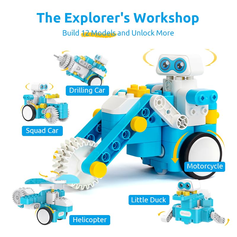 C3 Pro 12-in-1 Remote Control & Coding Robot Kit for Kids 4+, Advanced Smart Panel & Cards Programming, Educational STEM Toy, Block Building Set with Controller & Motor for Kids 4-6, 5-7