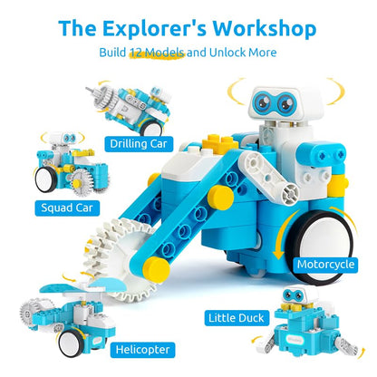 C3 Pro 12-in-1 Remote Control & Coding Robot Kit for Kids 4+, Advanced Smart Panel & Cards Programming, Educational STEM Toy, Block Building Set with Controller & Motor for Kids 4-6, 5-7