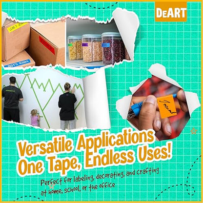 Colored Masking Painters Labeling Tape Masking Tape 1 inch Color Painter Tapes for Arts & Crafts Labeling or Coding (6 Count)