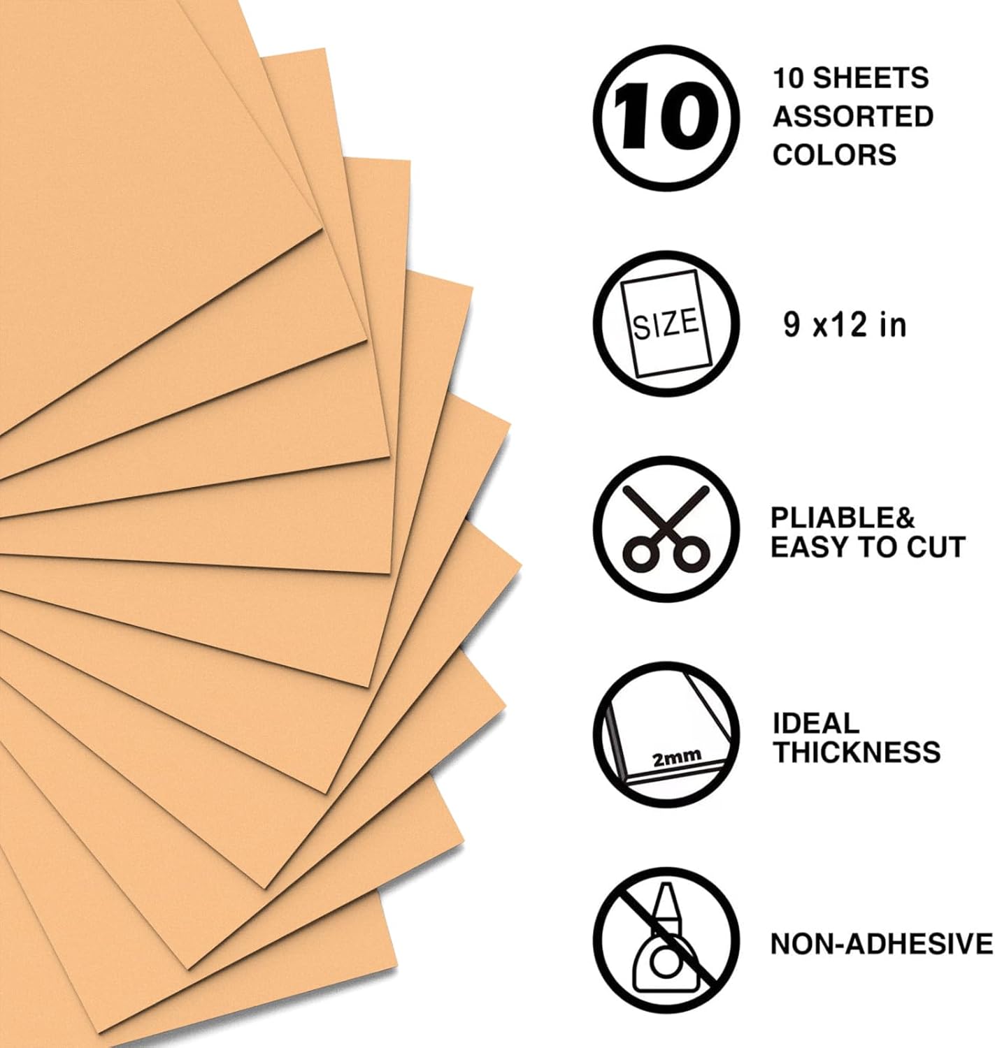 MEARCOOH Peach Foam Sheets Crafts 9x12 Inch 2mm Eva Color Craft Foam Paper for Crafts Project Preschoolers Classroom Scrapbooking DIY Cosplay(10 Sheets) - Crafty Corner