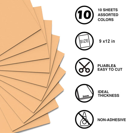 MEARCOOH Peach Foam Sheets Crafts 9x12 Inch 2mm Eva Color Craft Foam Paper for Crafts Project Preschoolers Classroom Scrapbooking DIY Cosplay(10 Sheets) - Crafty Corner